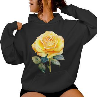 Rose Flower Yellow Floral Women Hoodie - Seseable