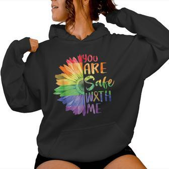You Are Safe With Me Lgbtq Sunflower Pride Month Women Hoodie - Monsterry AU