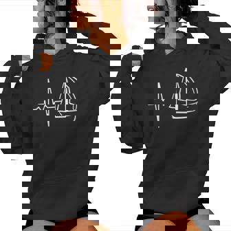 Sailing Heartbeat Retro Sailing Loverelero Cuello Sudadera con capucha para mujer - Regaloses