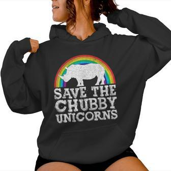 Save The Chubby Unicorns Rainbow Rhino Rhinoceros Women Hoodie - Monsterry CA