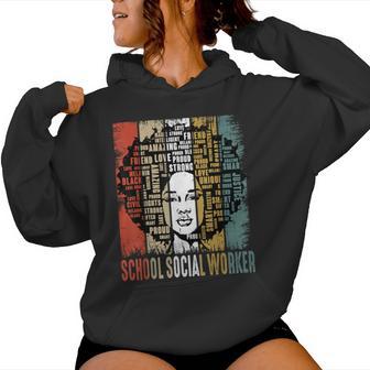 School Social Worker Afro African Black History Month Women Hoodie - Monsterry