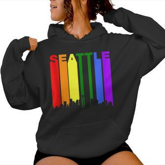Seattle Washington Lgbtq Gay Pride Rainbow Skyline Women Hoodie - Monsterry AU