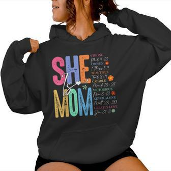 She Is Mom Christian Mother's Day Jesus Mama Religious Women Women Hoodie - Seseable