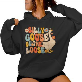 Silly Goose On The Loose Retro Groovy Women Hoodie - Monsterry AU