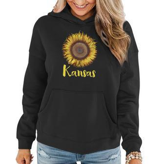 Single Sunflower State Of Kansas Flower Apparel Women Hoodie - Monsterry