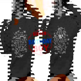 Sister Of The Birthday Boy Costume Spider Web Birthday Party Women Hoodie | Mazezy