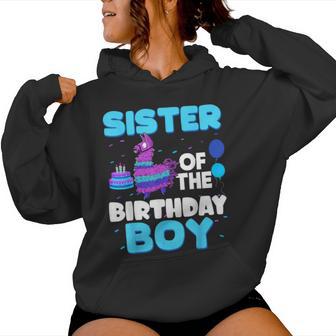 Sister Of The Birthday Boy Llama Family Party Decorations Women Hoodie - Monsterry