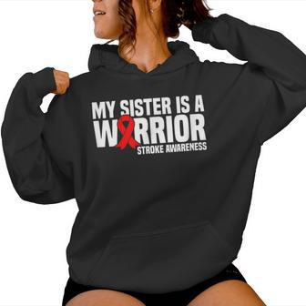 My Sister Is A Warrior Red Ribbon Stroke Awareness Women Hoodie - Monsterry UK