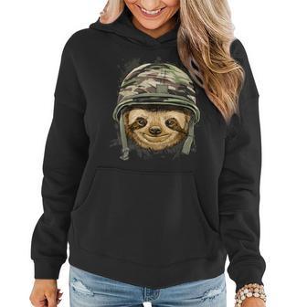 Sloth Soldier Veteran Army Sloth Forest Animal Lover Women Hoodie - Monsterry