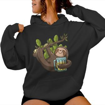 Smiling Sloth Beer Cactus Lazy Animal Sloth Lover Women Hoodie - Monsterry