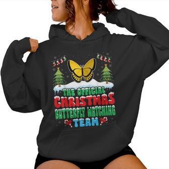 Snow Christmas Butterfly Watching Team Butterfly Lover Xmas Women Hoodie - Monsterry UK