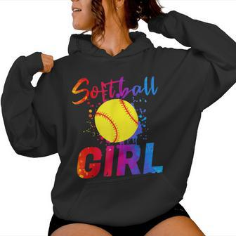 Softball Girl Bat & Ball Player Baller Baseball Lovers Women Hoodie - Monsterry