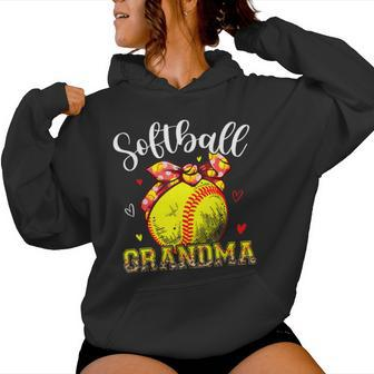 Softball Grandma Headband Leopard Softball Ball Mother's Day Women Hoodie | Mazezy DE