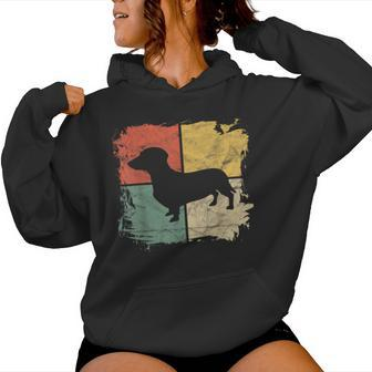 Square Retro Dachshund Owner Dog Parent Dad Doxie Mom Women Hoodie - Monsterry