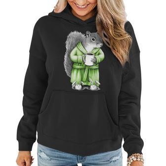 Squirrel Coffee Cup Coffee Drinking Squirrel Women Hoodie - Monsterry