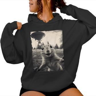 Squirrel Selfie With Ufos Squirrel Mom Squirrel Lover Women Hoodie - Seseable