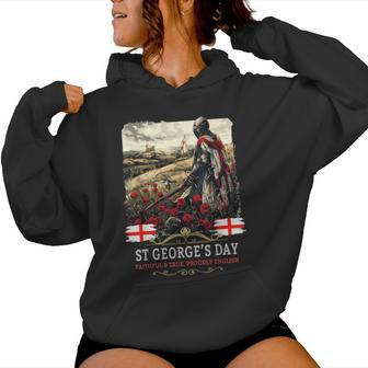 St Georges Day Outfit Idea For & Novelty English Flag Women Hoodie - Thegiftio UK
