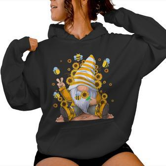 Sunflower Gnome With Bee Hippie Gnome Lover Women Hoodie | Mazezy
