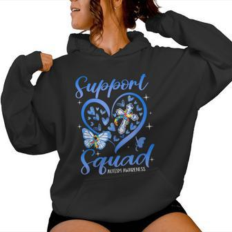 Support Squad Heart Christian Cross Autism Awareness Women Hoodie - Seseable