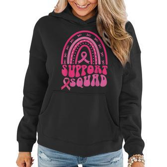 Support Squad Pink Rainbow Ribbon Breast Cancer Awareness Women Hoodie | Mazezy