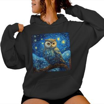 Surreal Starry Night Owl Women Hoodie - Monsterry AU