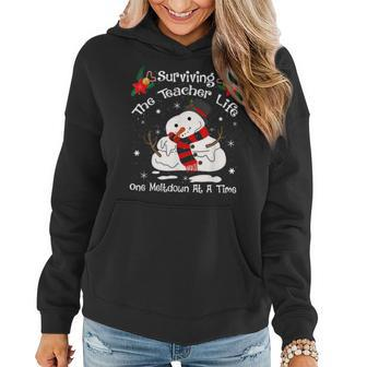 Surviving The Teacher Lifes One Meltdown At A Time Christmas Women Hoodie | Mazezy