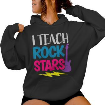 I Teach Rockstars Orchestra Music Teacher Back To School Women Hoodie - Seseable