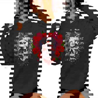 Tête De Mort Florale Jour Des Morts Dia De Muertos Sweat à capuche femme - Cadeauxyz