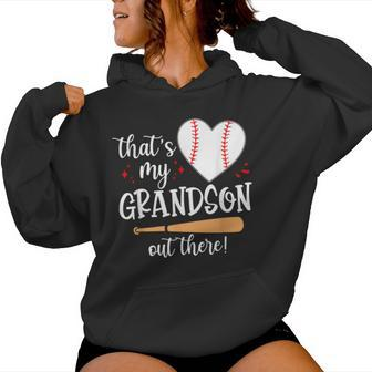 Thats My Grandson Out There Baseball Grandma Mom Women Hoodie - Seseable