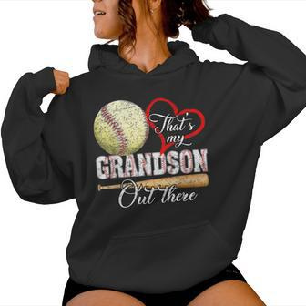 That's My Grandson Out There Baseball Grandma Mother's Day Women Hoodie - Seseable