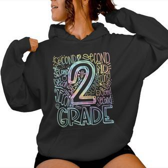Tie Dye 2Nd Grade Typography Team Second Grade Teacher Women Hoodie - Seseable