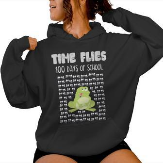 Time Flies 100 Days School Frog 100Th Day Student Women Hoodie - Monsterry