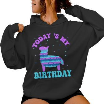 Todays My Birthda Cute Birthday Llama Bday Animal Party Women Hoodie | Mazezy