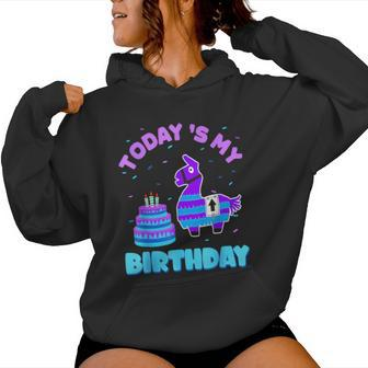 Todays My Birthday Llama Birthday Party Decorations Boys Women Hoodie | Mazezy