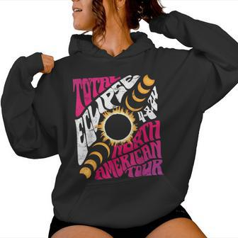 Total Eclipse 2024 Retro Groovy North American Tour Concert Women Hoodie - Seseable