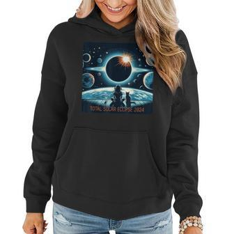 Total Solar Eclipse 2024 Girl Cat Eclipse Women Hoodie - Monsterry AU
