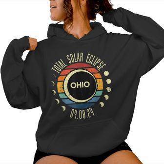 Total Solar Eclipse Ohio Sunset Retro 040824 Kid Women Hoodie - Seseable