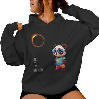 Totality Panda Solar Eclipse 08042024 Cute Eclipse Girls Women Hoodie - Seseable