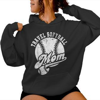 Travel Softball Mom Vintage Softball Mama Softball Player Women Hoodie - Monsterry AU