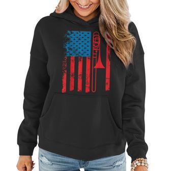 Trombone Player Usa Flag Accessories For Women Women Hoodie - Monsterry UK