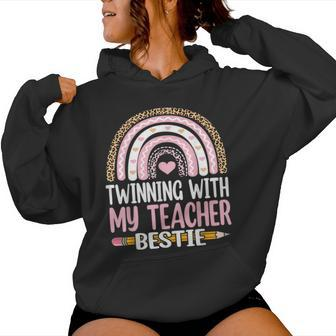 Twinning With My Teacher Bestie Rainbow Matching Teachers Women Hoodie | Mazezy DE