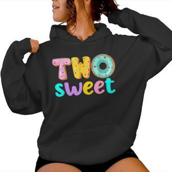 Two Sweet Birthday Girl Donut Birthday Party Theme Family 2 Women Hoodie - Thegiftio UK