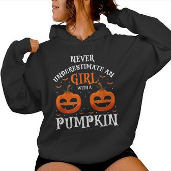 Never Underestimate A Girl With A Pumpkin Present Women Hoodie - Thegiftio UK