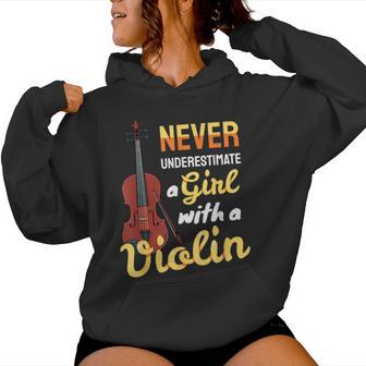 Never Underestimate A Girl With A Violin Violinist Women Hoodie - Thegiftio UK