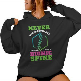 Never Underestimate Woman With Bionic Spine Scoliosis Women Hoodie - Monsterry AU