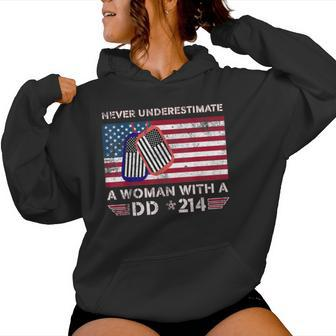 Never Underestimate A Woman With A Dd 214-Patriotic Usa Flag Women Hoodie | Mazezy CA