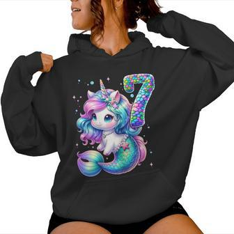 Unicorn Mermaid 7Th Birthday 7 Year Old Party Girls Outfit Women Hoodie | Mazezy UK