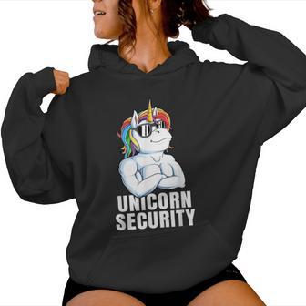 Unicorn Security Rainbow Muscles Dad Unicorn Women Hoodie - Monsterry