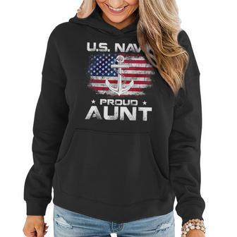Us Navy Proud Aunt With American Flag Veteran Day Women Hoodie - Monsterry UK