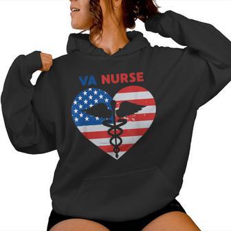 Va Nurse Nursing Staff Usa Flag Vet Nursing Women Hoodie - Monsterry DE